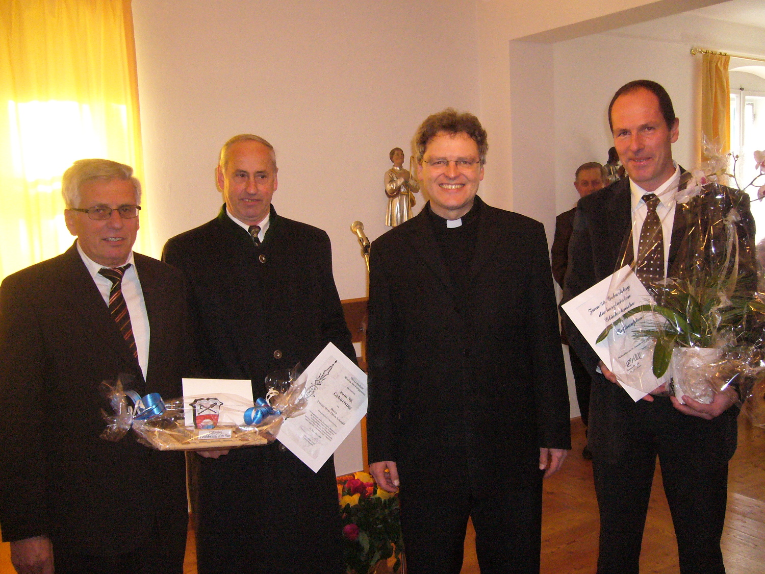 Die Bürgermeister Helmiurt Angl (Lechbruck), Max Streif (Rieden a. F.) und Thomas Pihusch (Roßhaupten)